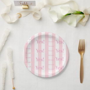 Carton Assiettes en papier, rayure bleue et blanche Elle 
