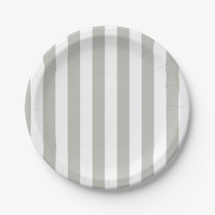 Carton Assiettes en papier, rayure grise et blanche 