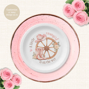 Carton Assiettes pour Baby Shower Petite Cowgirl en Route