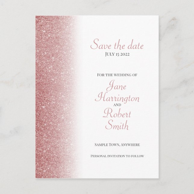 Carton de faire-part de mariage Rose Gold Glitter  (Devant)