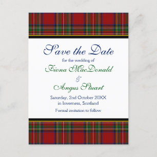 Carton de Faire-part de Mariage Tartan Royal Stewa
