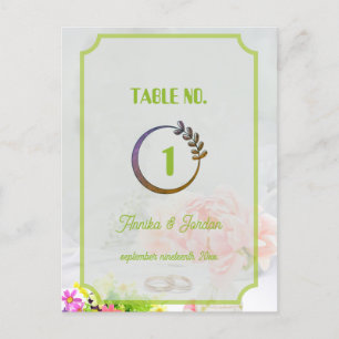 Carton de mariage vert royal numéro de table Vinta