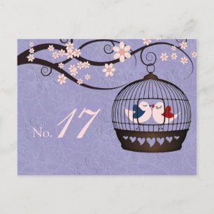 Carton de numéro de table Mariage Mauve Prisonnier