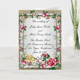 Carton de Programme Élégantes Roses Rouges Rustiqu