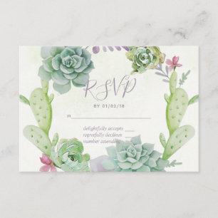 Carton de réponse de mariage aux cactus succulents