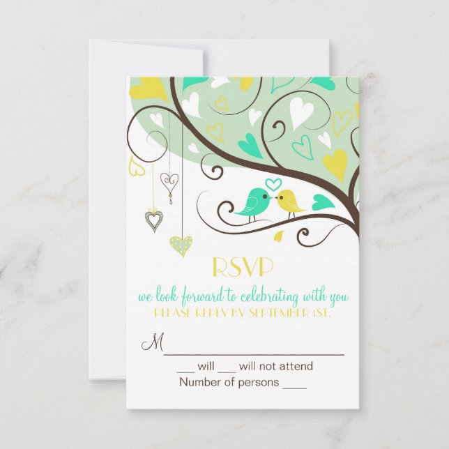 Carton de réponse de mariage RSVP Green & Yellow L (Devant)