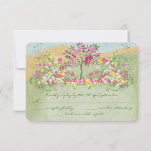 Carton de réponse de mariage tourbillon de fleurs 