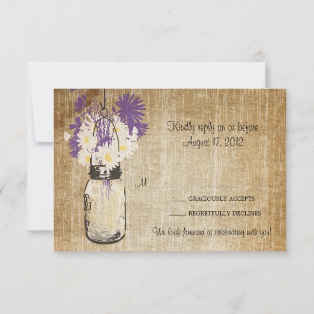 Carton de réponse Fleurs de champs Pot Mason Rusti (Devant)