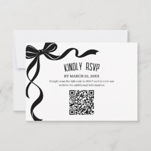 Carton de réponse QR code pour mariage à nœud noir