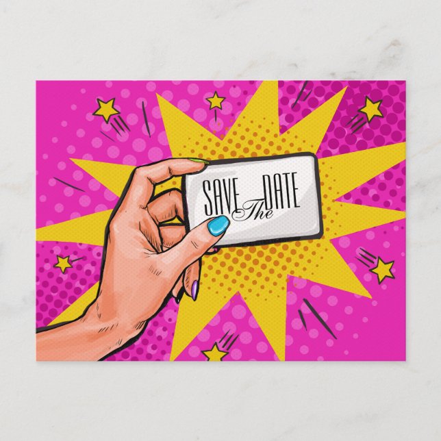 Carton d'invitation carte postale Pop Art "Sauver  (Devant)