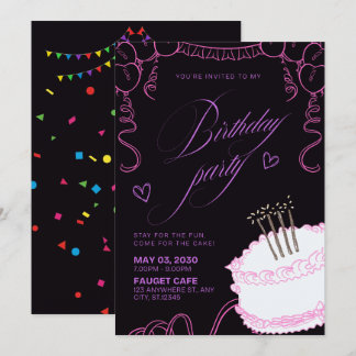 Carton d'invitation d'anniversaire coloré – Carte
