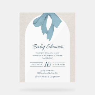 Carton d'invitation de Baby Shower avec un ruban b