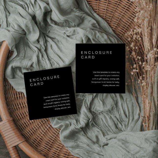 Carton d'invitation minimaliste NOIR avec encart (Créateur téléchargé)