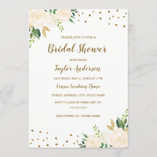 Carton doré floral Invitation de Fête de Mariage