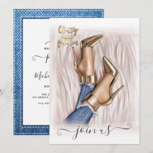 Carton et invitation de bachelorette de mode d'or