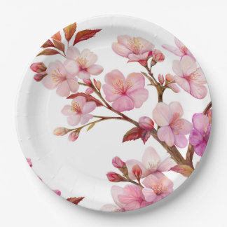 Carton Étude de fleurs de cerisier en fleurs — Assiettes