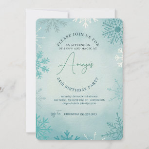 Carton Flocons Cadre Invitation Fête Anniversaire