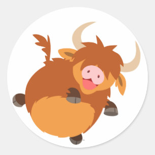 Carton flottant mignon Autocollant de vache Highla