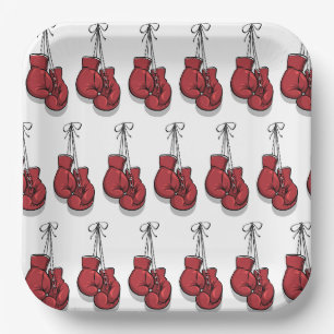 Carton Gants de Boxe Assiettes en Papier, Fête de Sport d