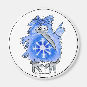 Carton Kiwi Blue Bird Snowflake Magnet
