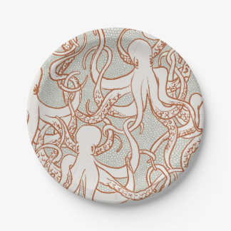 Carton L'art en ligne de la pieuvre | Assiettes rondes (o