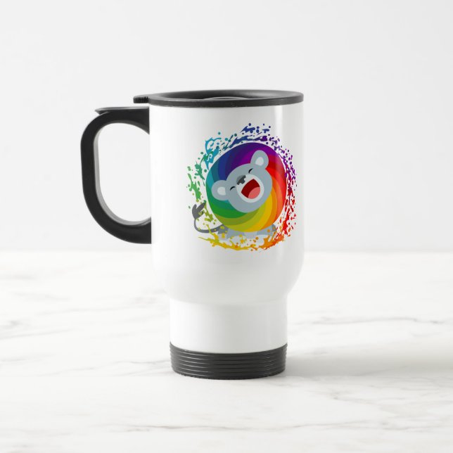 Carton mignon Arc-en-ciel blanc Lion Commuter Mug (Gauche)