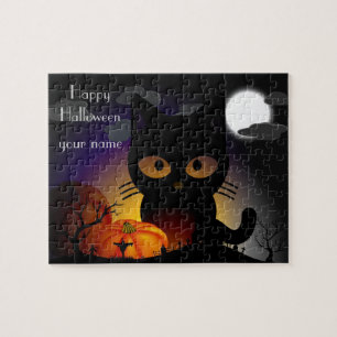 Carton mignon Halloween Chat noir Jigsaw Puzzle Pu