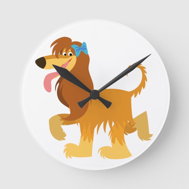 Carton mignon prêt Afghan Hound Horloge murale (Recto)