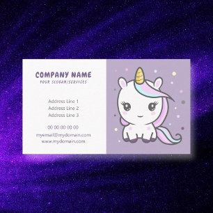 Carton mignon Unicorn violet Carte de visite