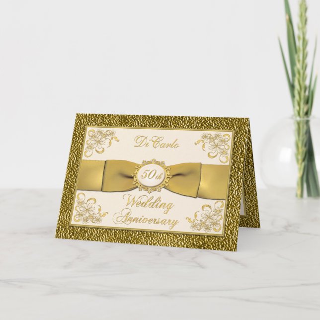 Carton Ruban Imprimé Invitation 50e Anniversaire d (Devant)