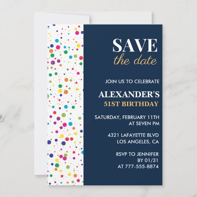 Cartons de invitation pour 51e anniversaire Enregi (Devant)