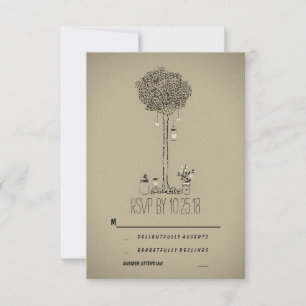 cartons de réponse RSVP arbre en pots mason