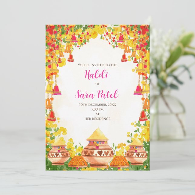 Cartons d'invitation Haldi comme invitations Holud (Debout devant)