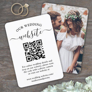 Cartons Réponse 1 Site Web de Mariage avec Code QR Élégant Encadré