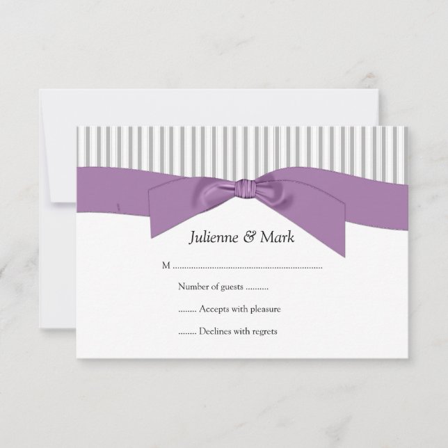 Cartons Réponse 3,5x5 Gris Gris Gris Gris Blanc Gris Ribbon violet (Devant)