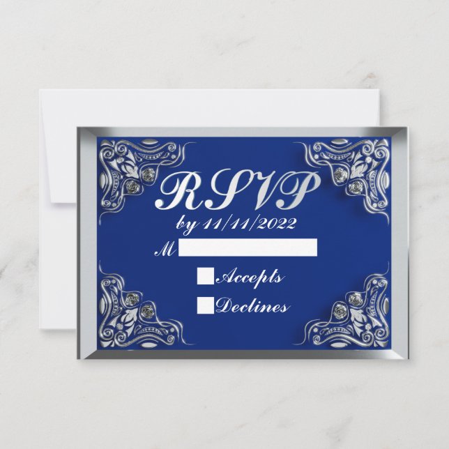Cartons Réponse 50e anniversaire ou anniversaire Regal Silver Blue (Devant)