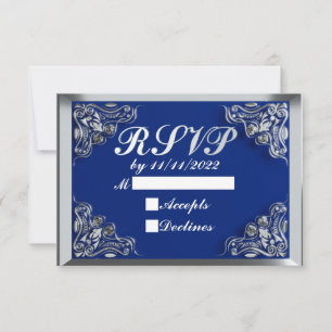 Cartons Réponse 50e anniversaire ou anniversaire Regal Silver Blue