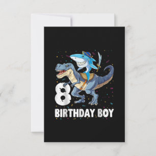 Cartons Réponse 8 ans, 8e anniversaire Garçon requin Dinosaure Pri
