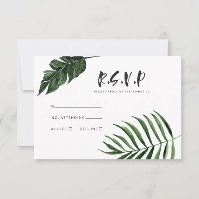 Cartons Réponse Abstrait tropical moderne peint mariage r.s.v.p (Devant)