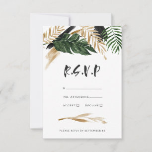 Cartons Réponse Abstrait tropical moderne peint mariage r.s.v.p