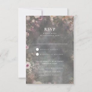 Cartons Réponse Accueil Romantique de mariage floral Moody foncé