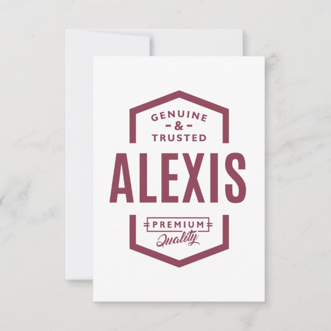Cartons Réponse Alexis Nom personnalisé Anniversaire Cadeau (Devant)