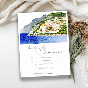 Cartons Réponse Amalfi Coast Italie Aquarelle Mariage Paysage