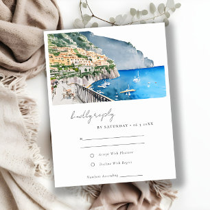 Cartons Réponse Amalfi Coast Italie Aquarelle Mariage Paysage