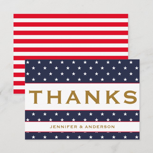 Cartons Réponse American Flag Red White Blue Patriotique merci (Devant / Derrière)