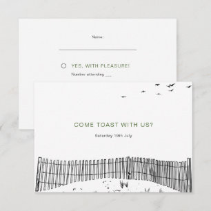 Cartons Réponse Amour côtier Plage de sable Ligne minimale Mariage
