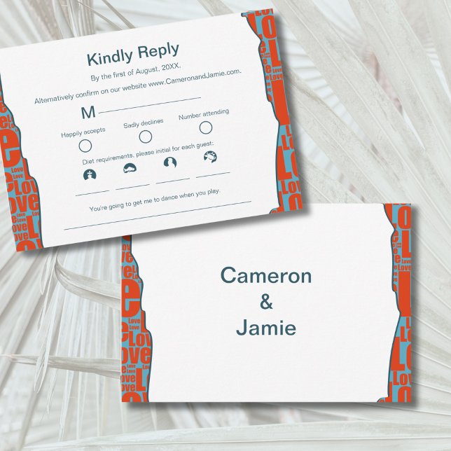 Cartons Réponse Amour irrégulier Bordure Participation Diet Musiqu (Irregular Love Border Attendance Diet Music RSVP)