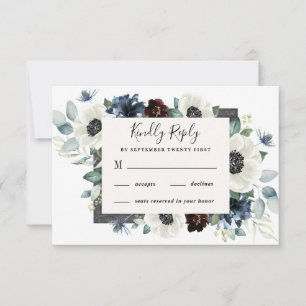 Cartons Réponse Anemone Dusty Blue Thistle Bourgogne Floral Mariag