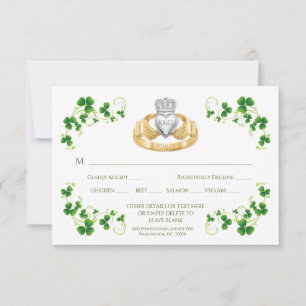 Cartons Réponse Anneau Claddagh traditionnel irlandais et trèfles