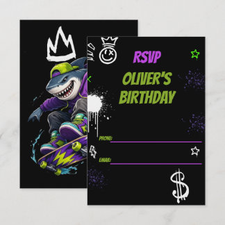 Cartons Réponse Anniversaire de skateboard de requin cool